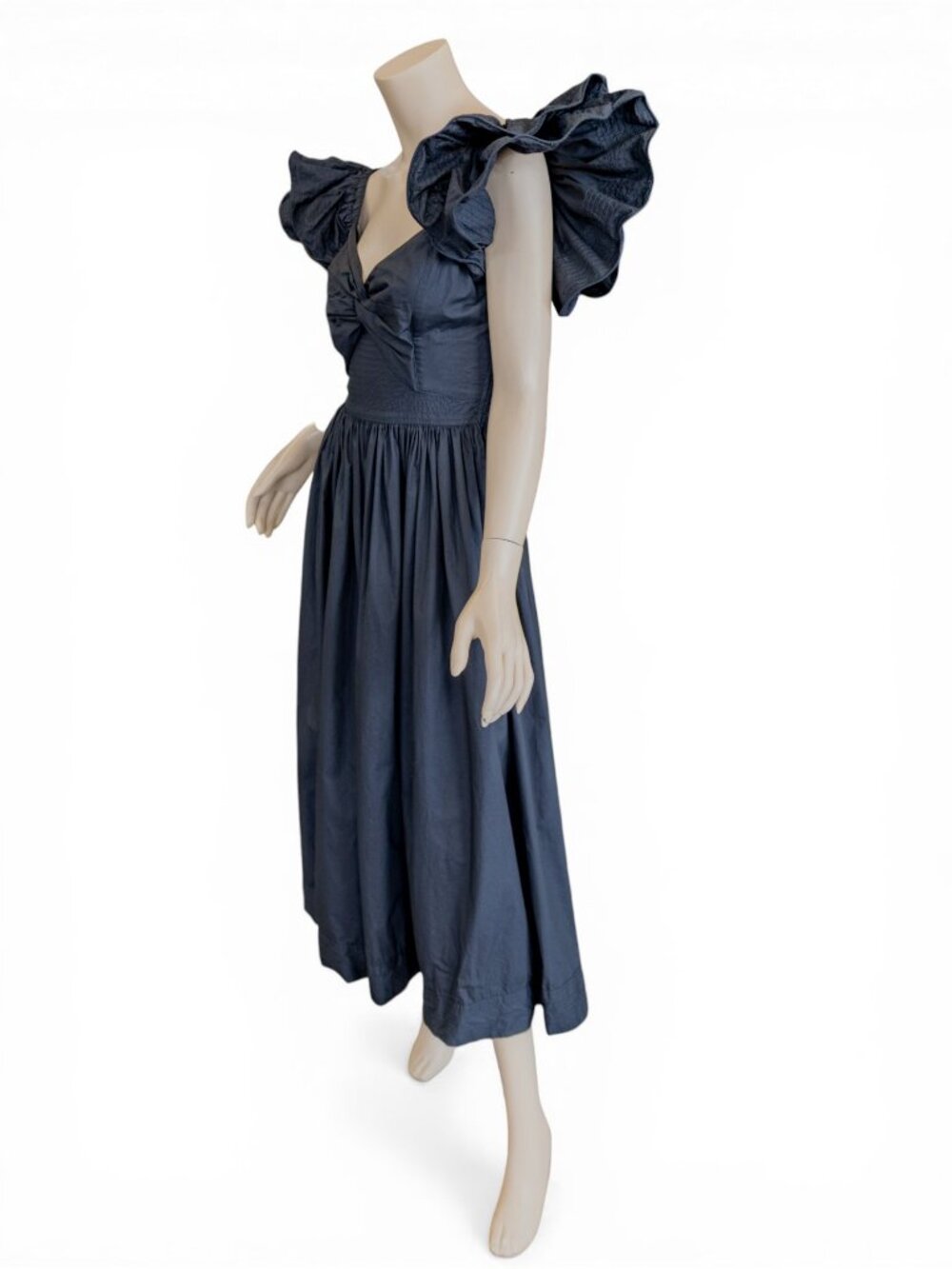 Cleobella Piper Midi Dress Black Organic Cotton Romantic Ruffle Sleeve Boho - Picture 5 of 14